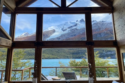 Window view from Aguas Arribas luxury lodge in Los Glaciares