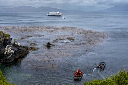 Landing by zodiac at Cape Horn from the Australis cruise ship