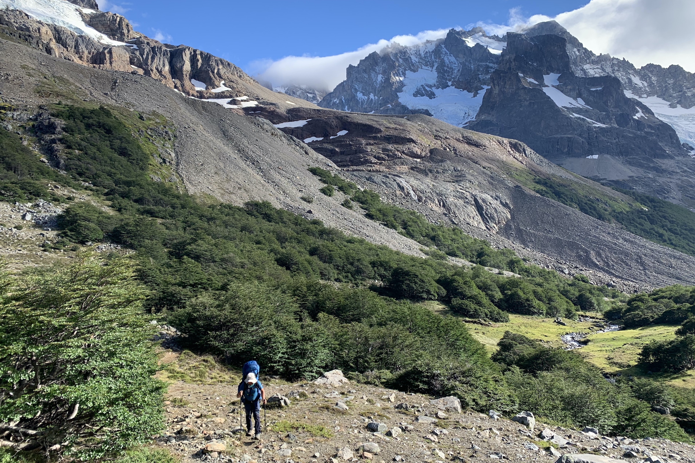 Hiker on the Cerro Castillo Horquertas trek