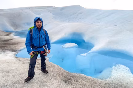 Tourist ice hiking on Perito Moreno glacier