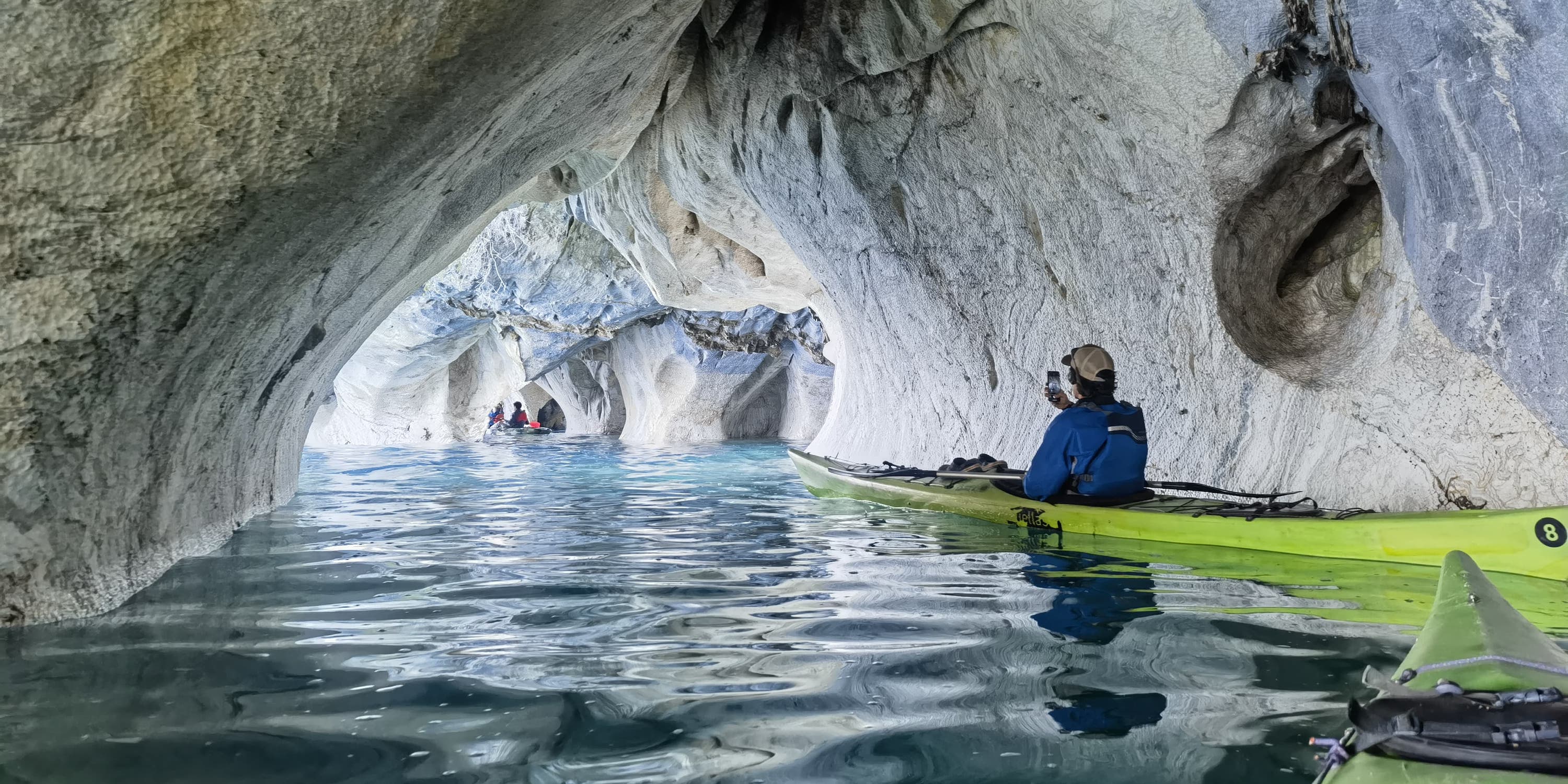 Kayaking inside the Marble Caves in Aysen