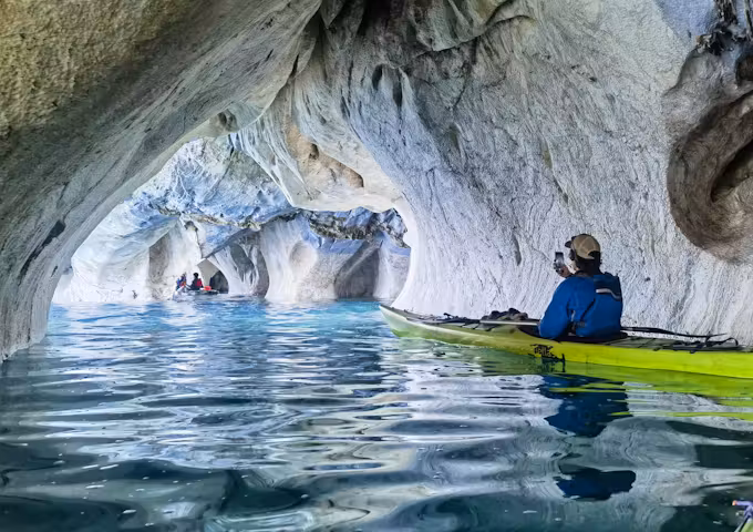 Kayaking inside the Marble Caves in Aysen