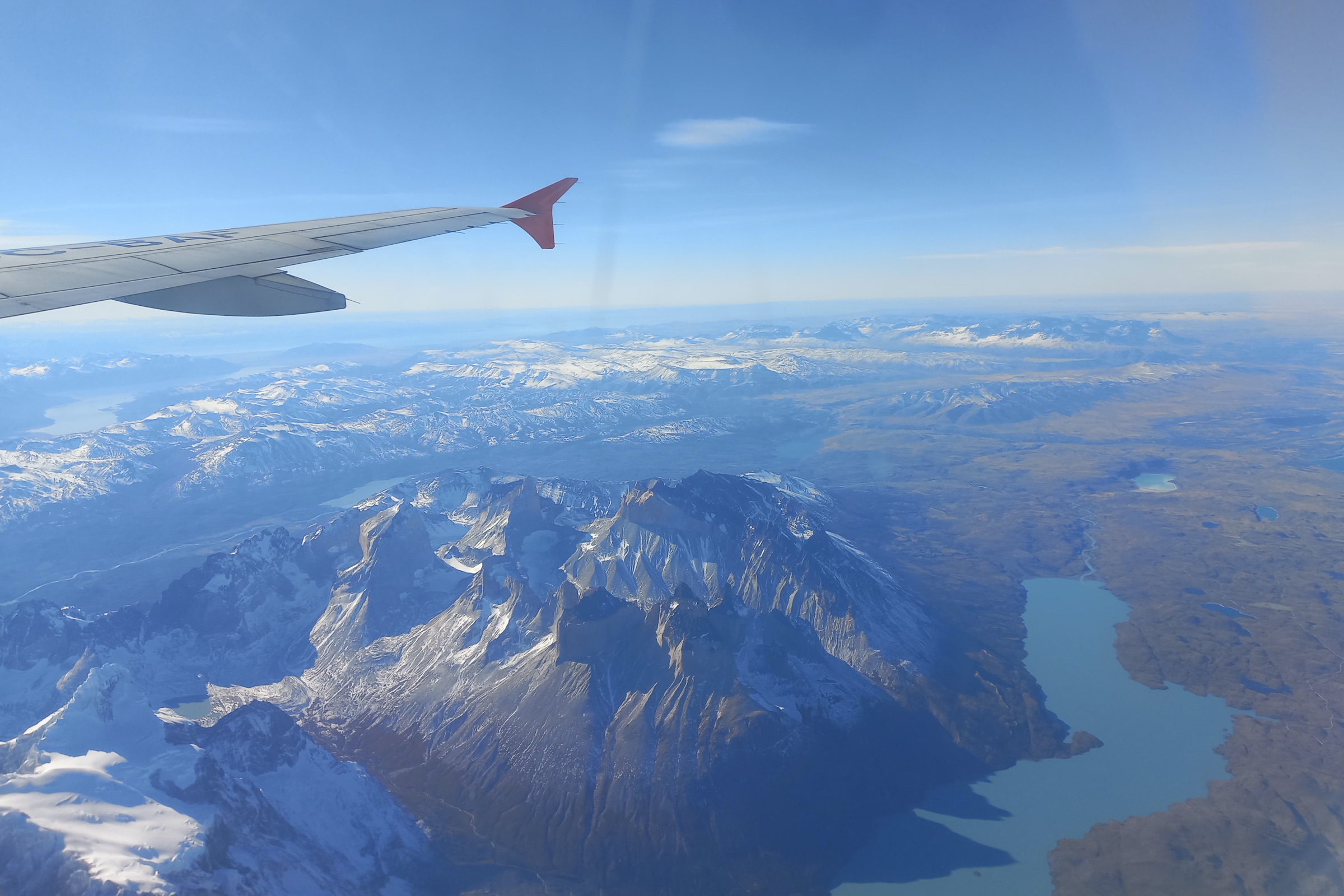 View of Torres del Paine from the air
