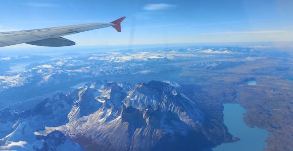 View of Torres del Paine from the air