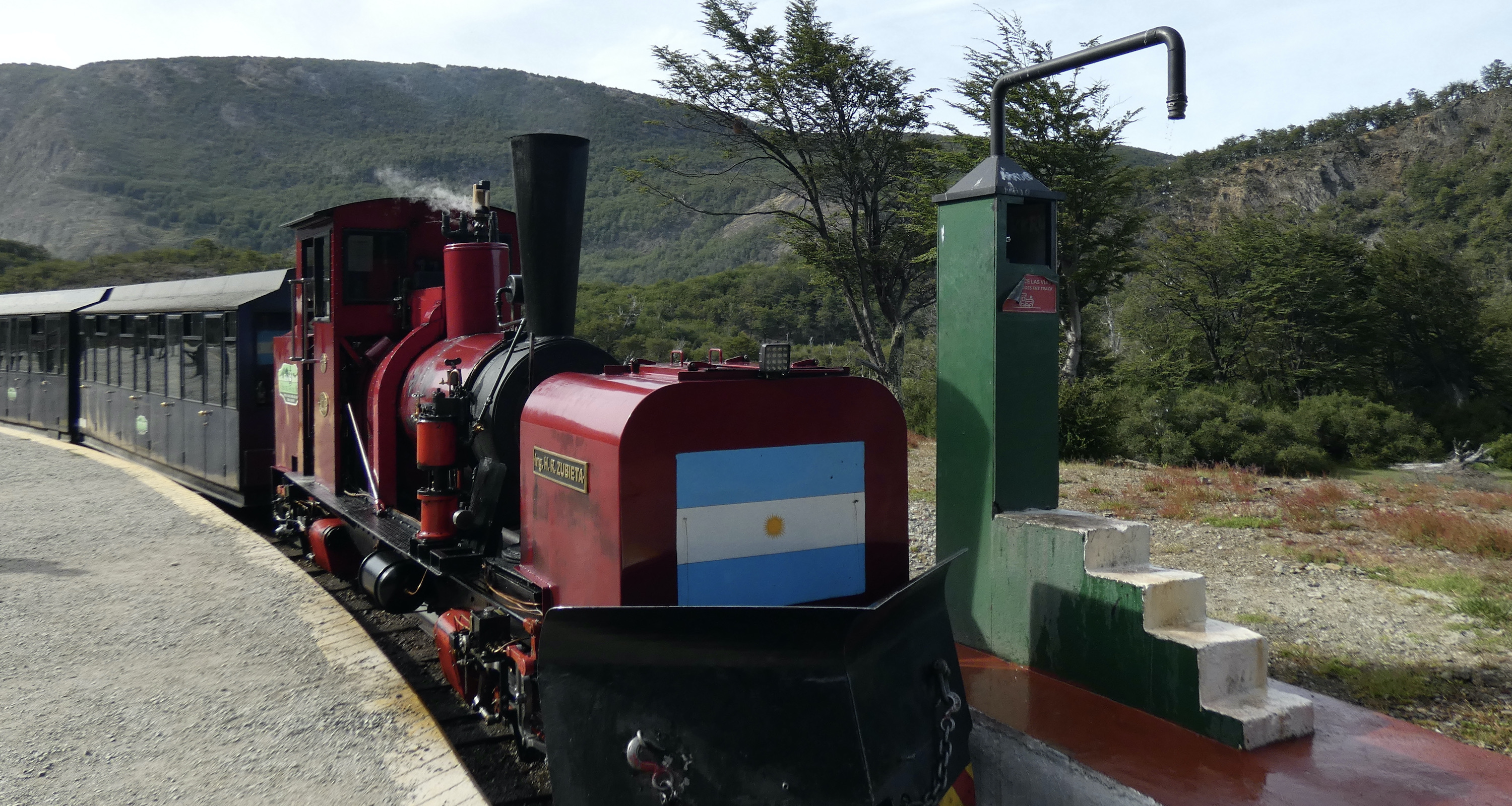 The Fin del Mundo train in Tierra del Fuego National Park near Ushuaia