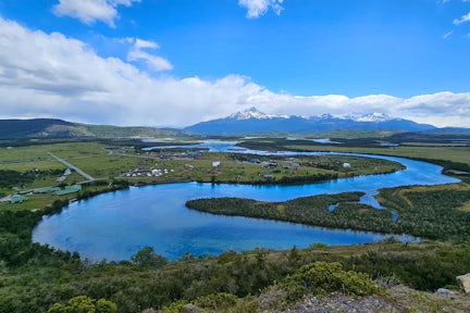 View of Serrano village and river in Torres del Paine
