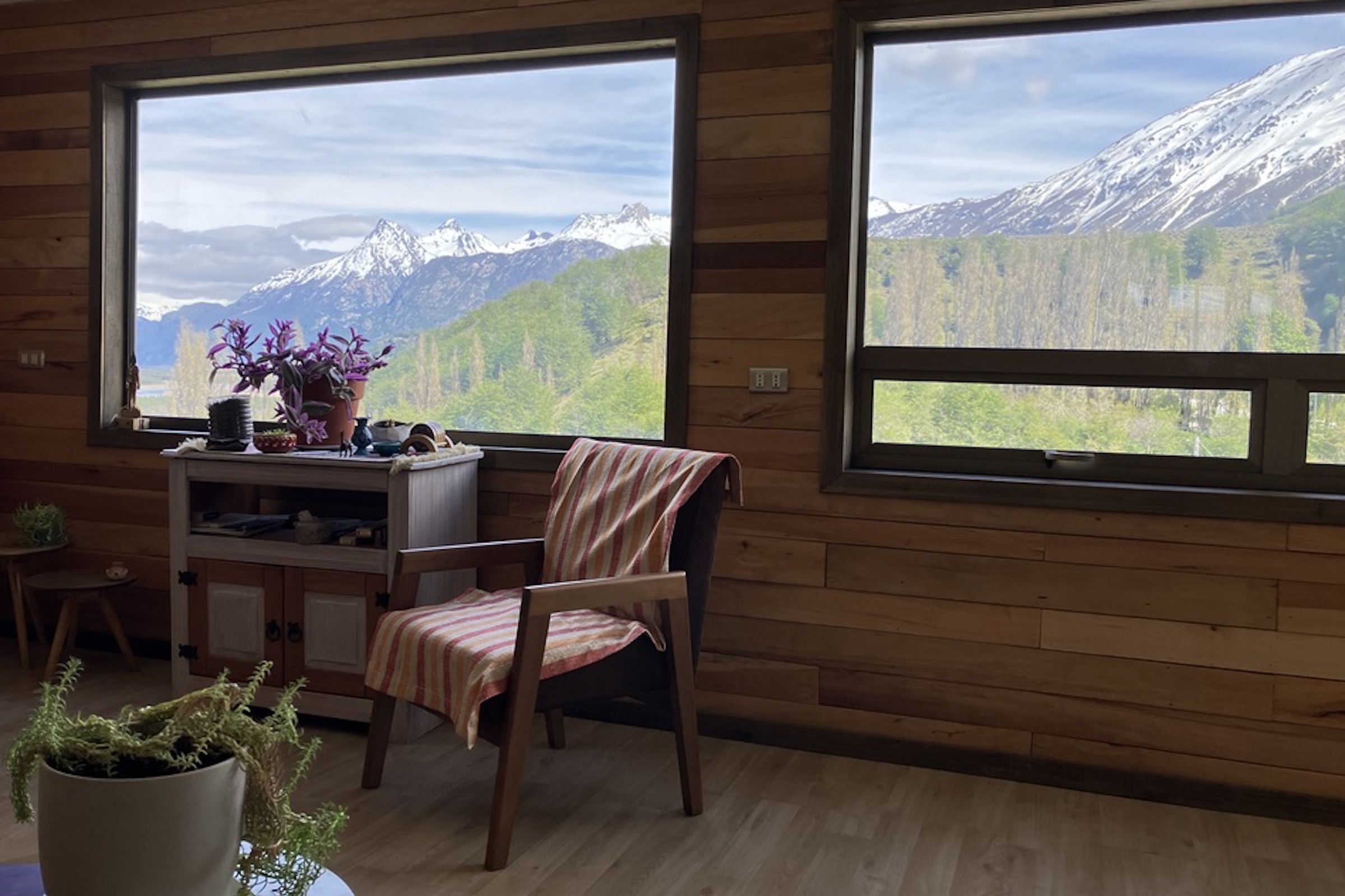 View from a room at Cerro Castillo Bed & Breakfast in Aysen, Chile