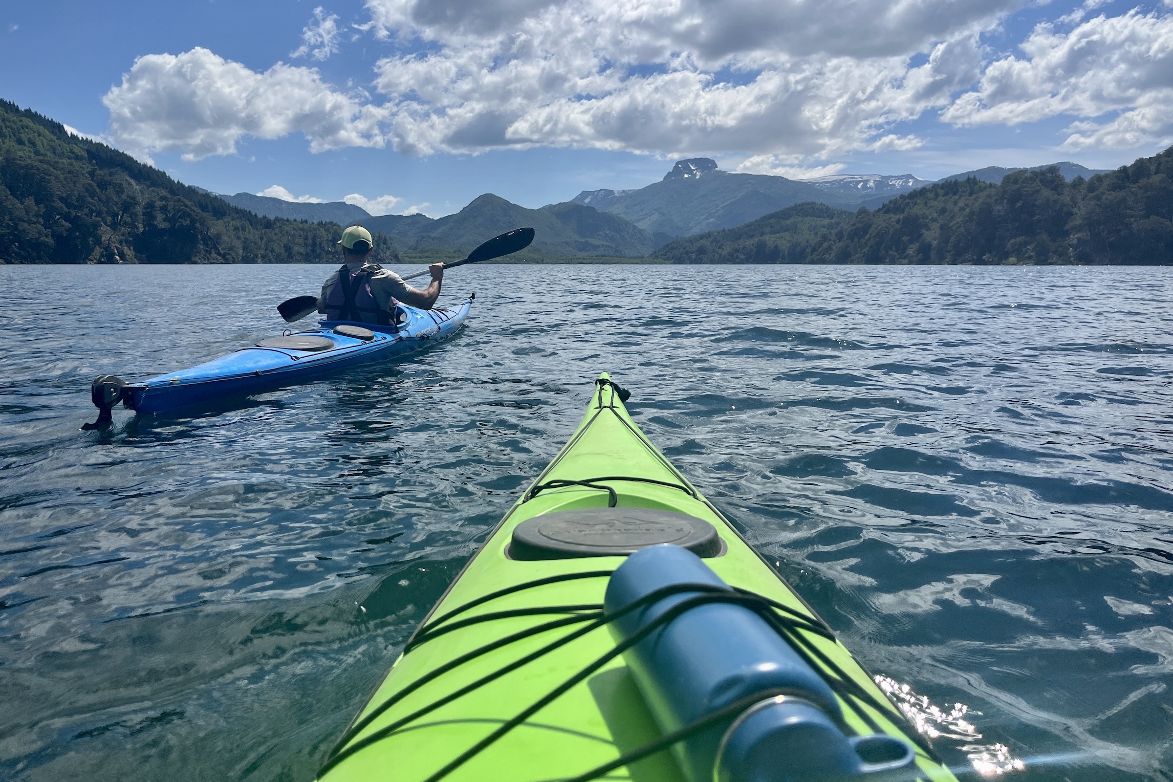 Kayaking on Lake Machonico in the Argentinian Lake District