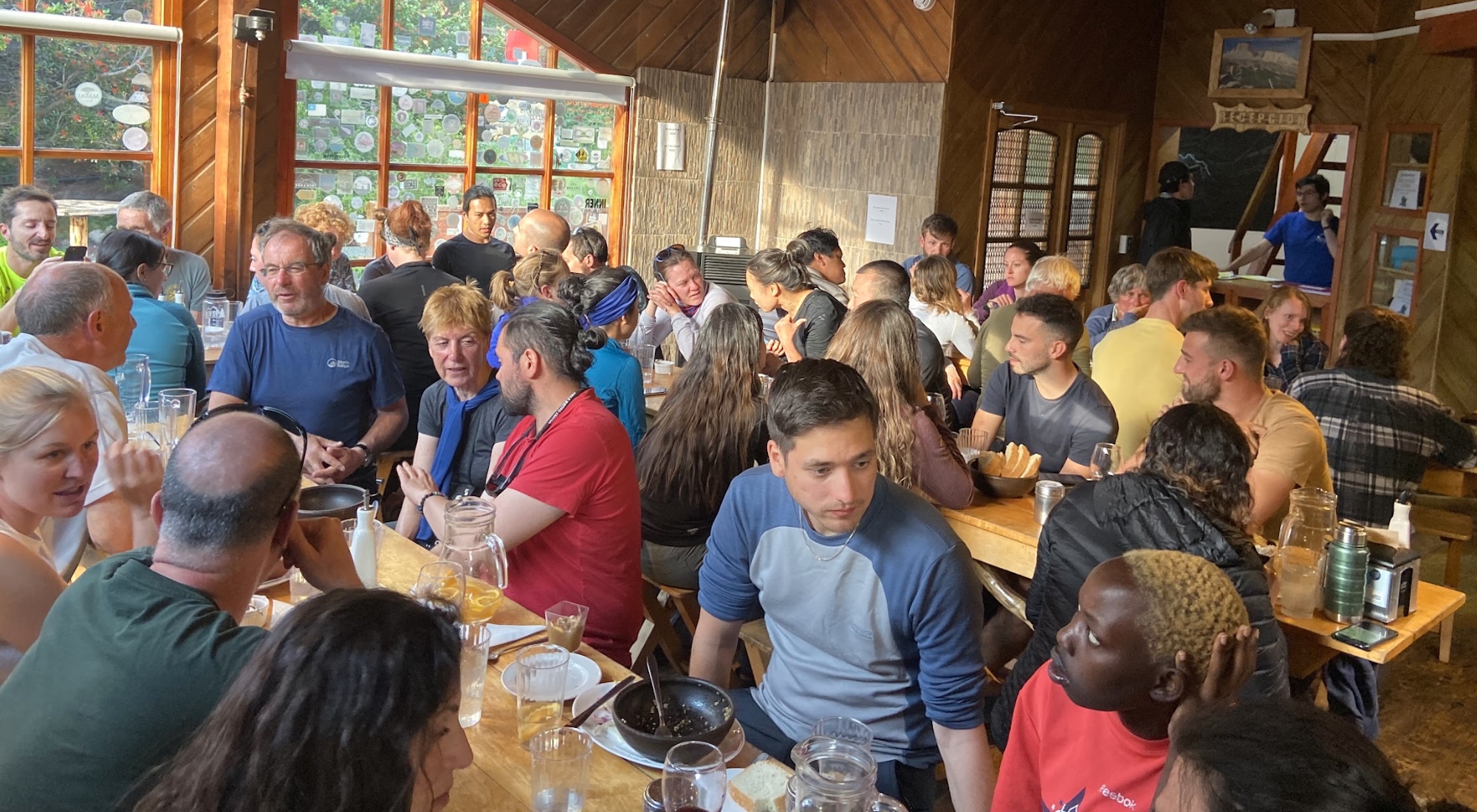Dining in a refugio in Torres del Paine