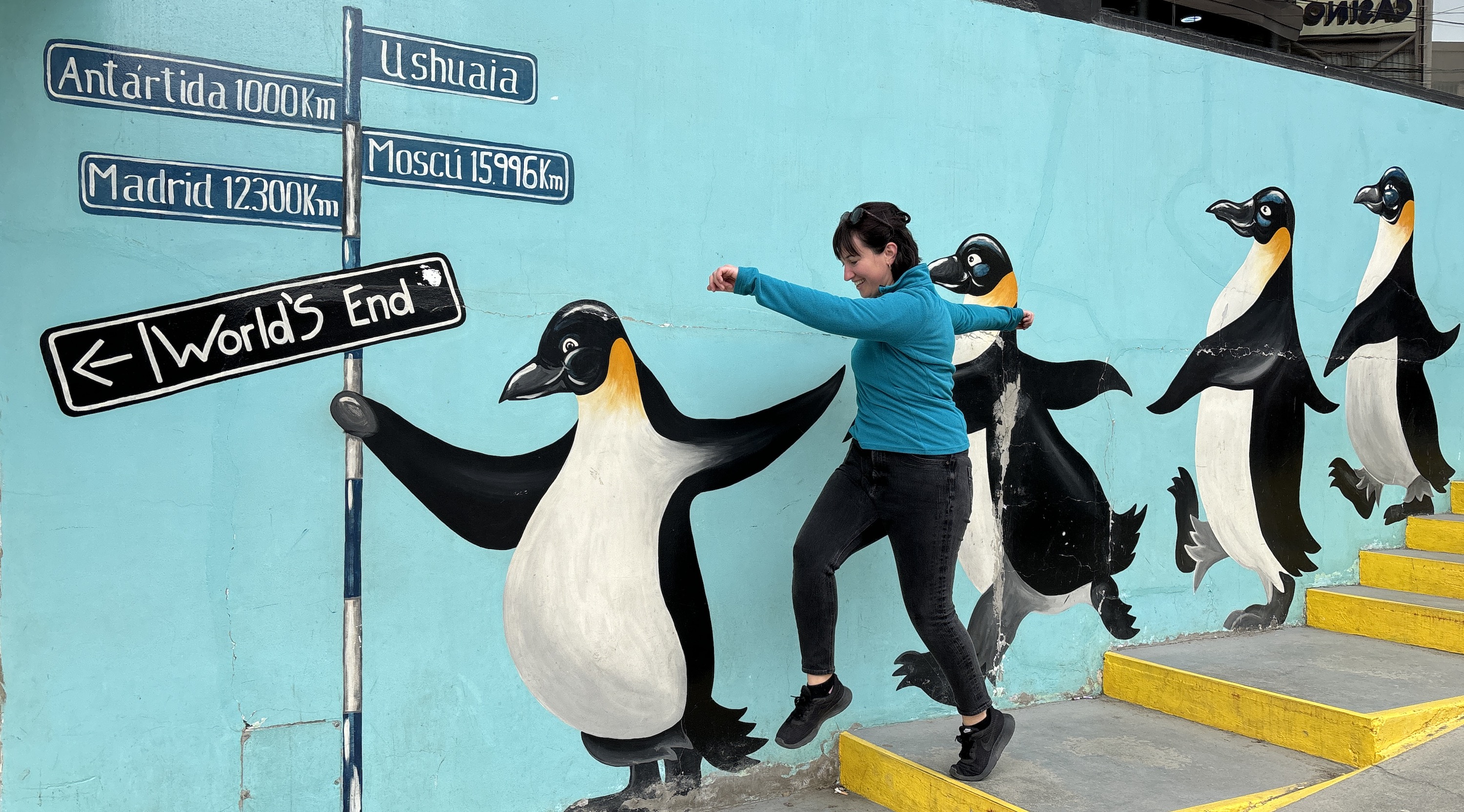 Penguin mural in Ushuaia in Tierra del Fuego