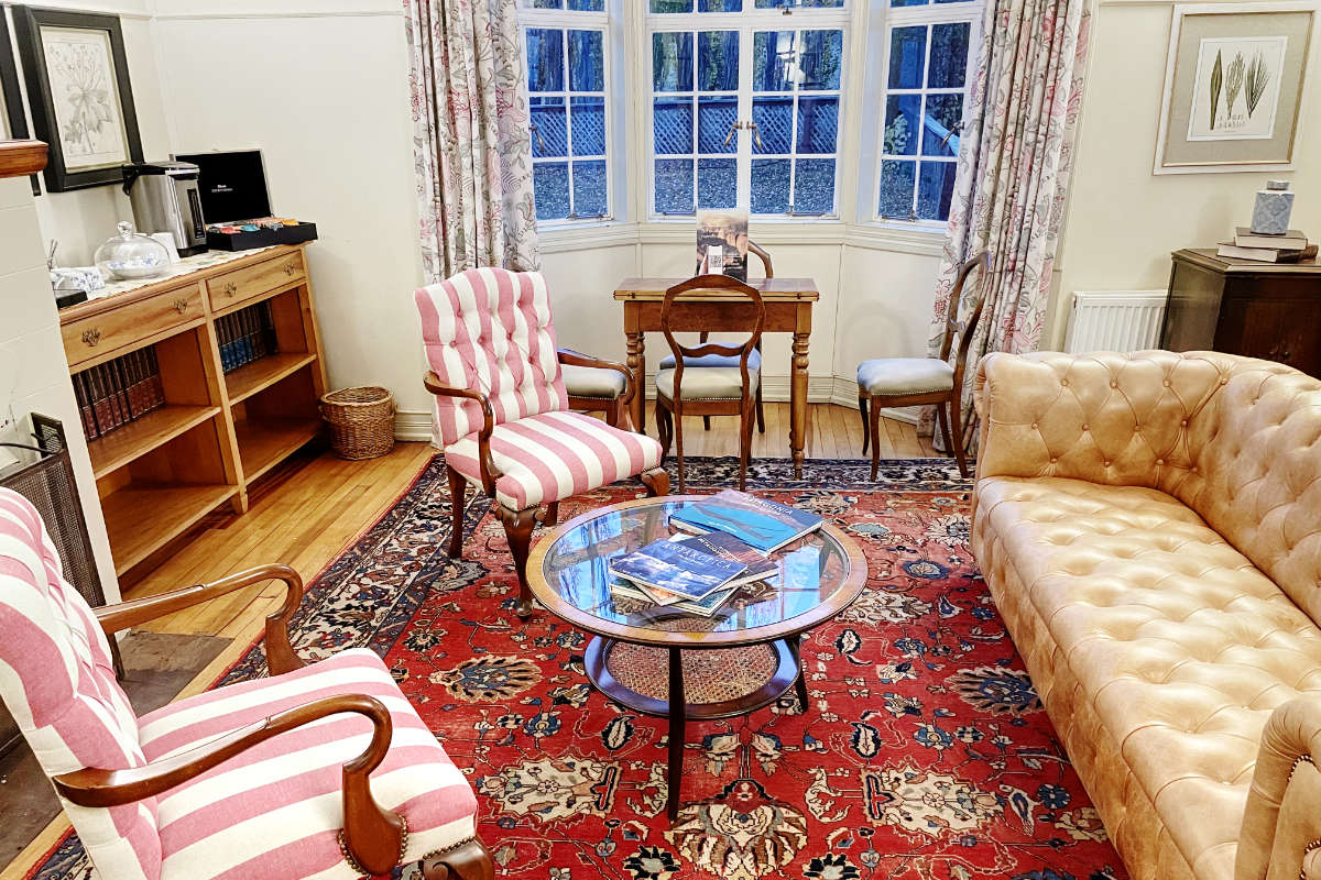 Lounge at Estancia Cerro Guido, Torres del Paine, Patagonia, Chile