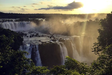 Sunset over the Iguazú Falls, Brazil, Argentina