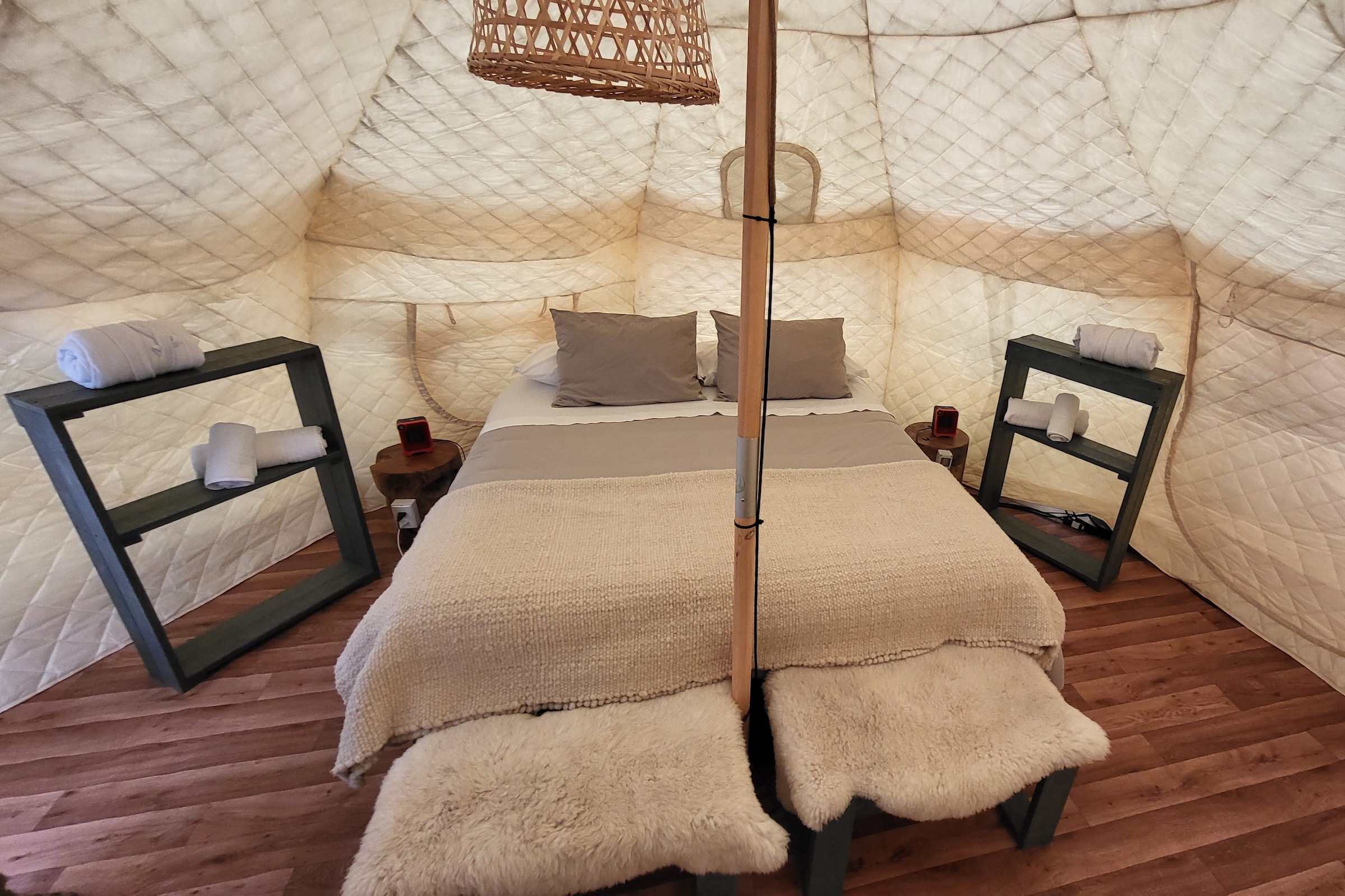 Interior of tent at Serrano Camp