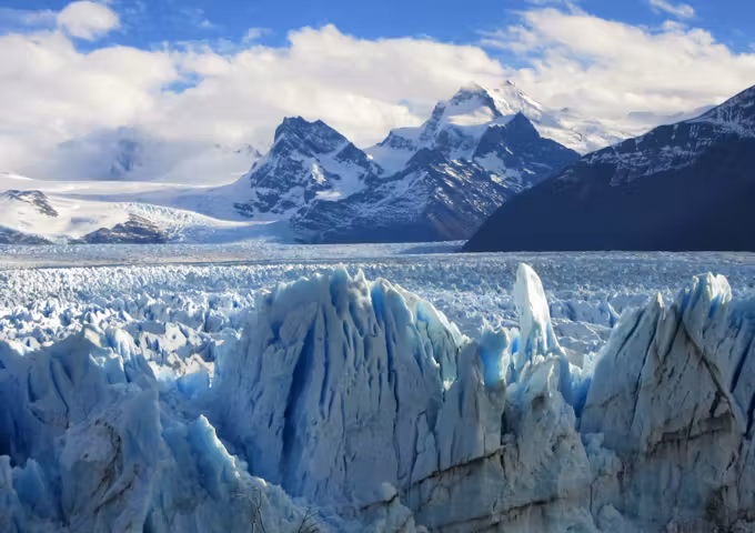 The cliffs and crevasses of Perito Moreno glacier in Los Glaciares