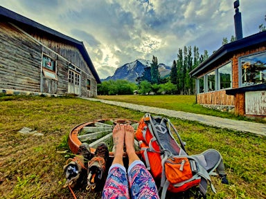 Finishing the Las Torres hike, Torres del Paine, Patagonia