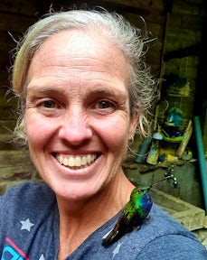 Mel with a hummingbird