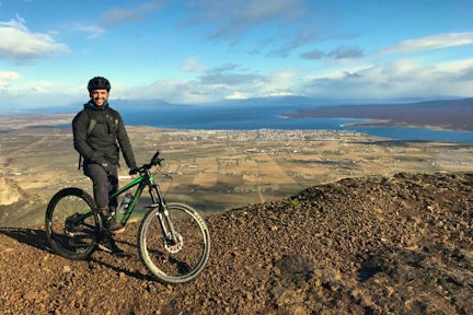 Mountain biking near Puerto Natales, Patagonia, Chile