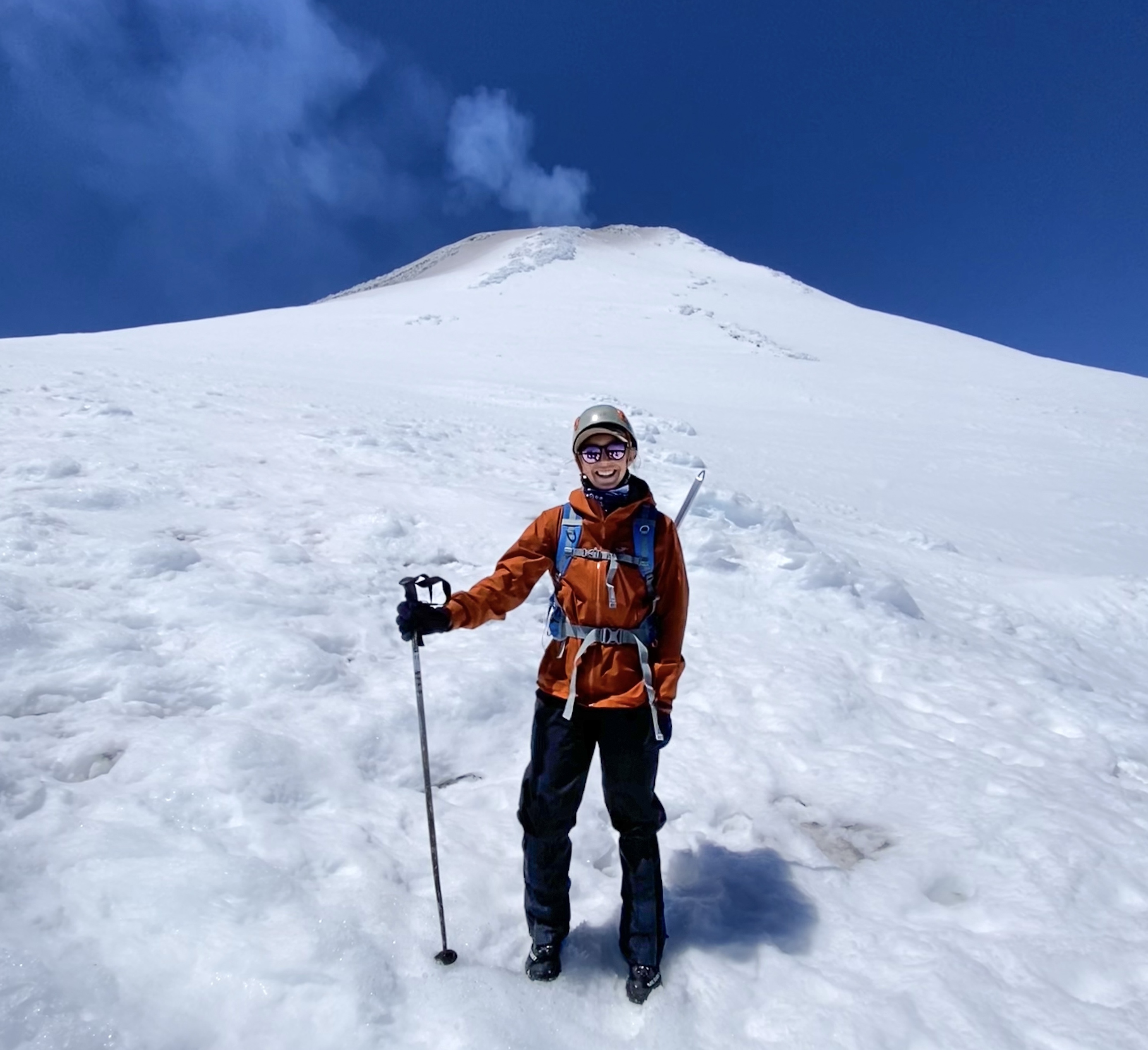 Rachel climbing Villarrica volcano Chilean Lakes
