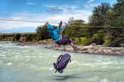 Zip line in Los Glaciares National Park, Patagonia, Chile