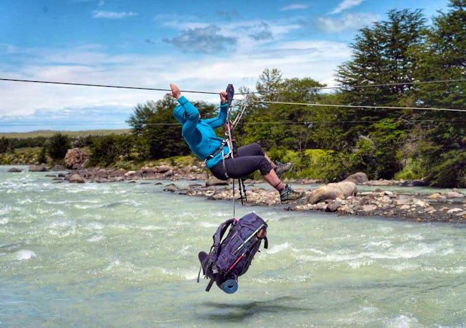 Zip line in Los Glaciares National Park, Patagonia, Chile