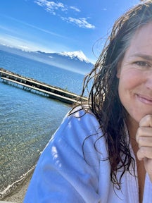 Swimming near Osorno Volcano, Patagonia, Chile