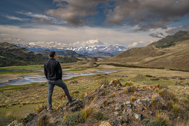 Person looking over mountains of Patagonia Park in Aysen
