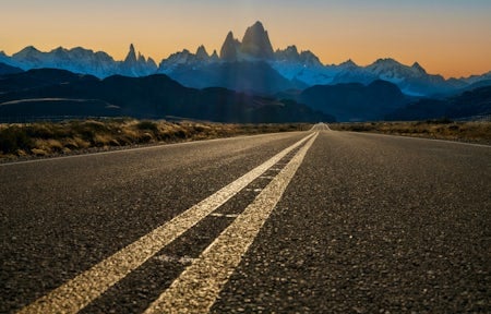 Sunset over the Fitz Roy massif on the road to El Chaltén