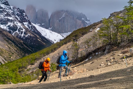 Two hikers near the Towers in Torres del Paine
