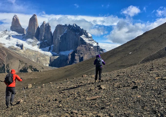 Hiking to the base of the Towers in Torres del Paine