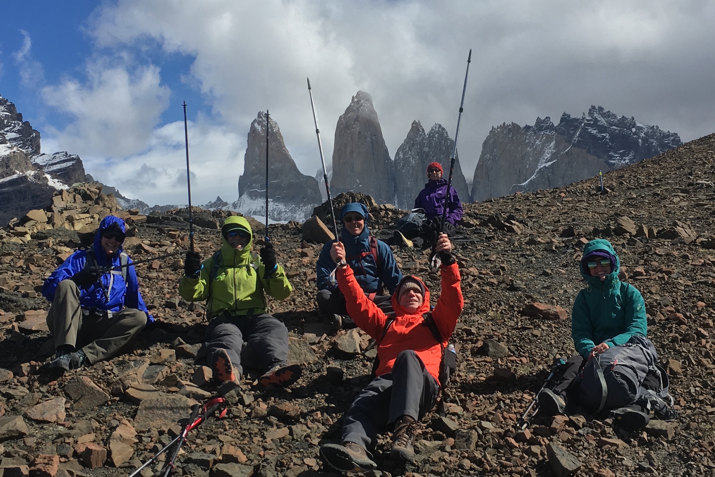 Hikers near the Towers in Torres del Paine