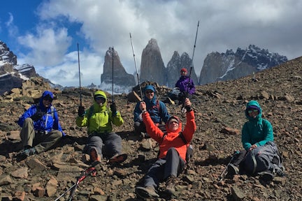 Hikers near the Towers in Torres del Paine
