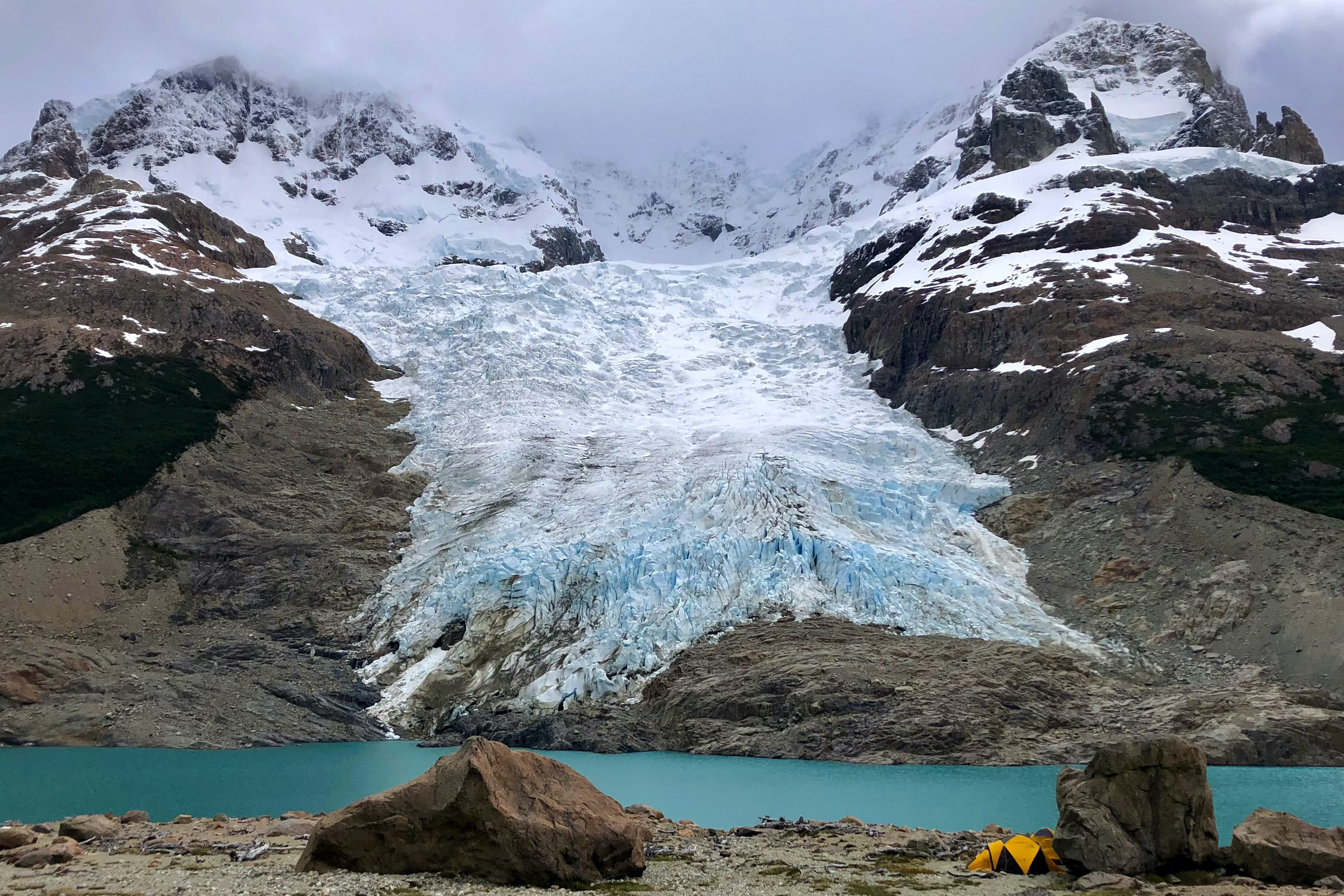 Wild camping at Norte glacier on the Los Glaciares wilderness trek