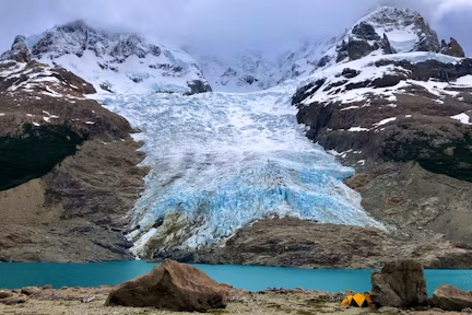 Wild camping at Norte glacier on the Los Glaciares wilderness trek