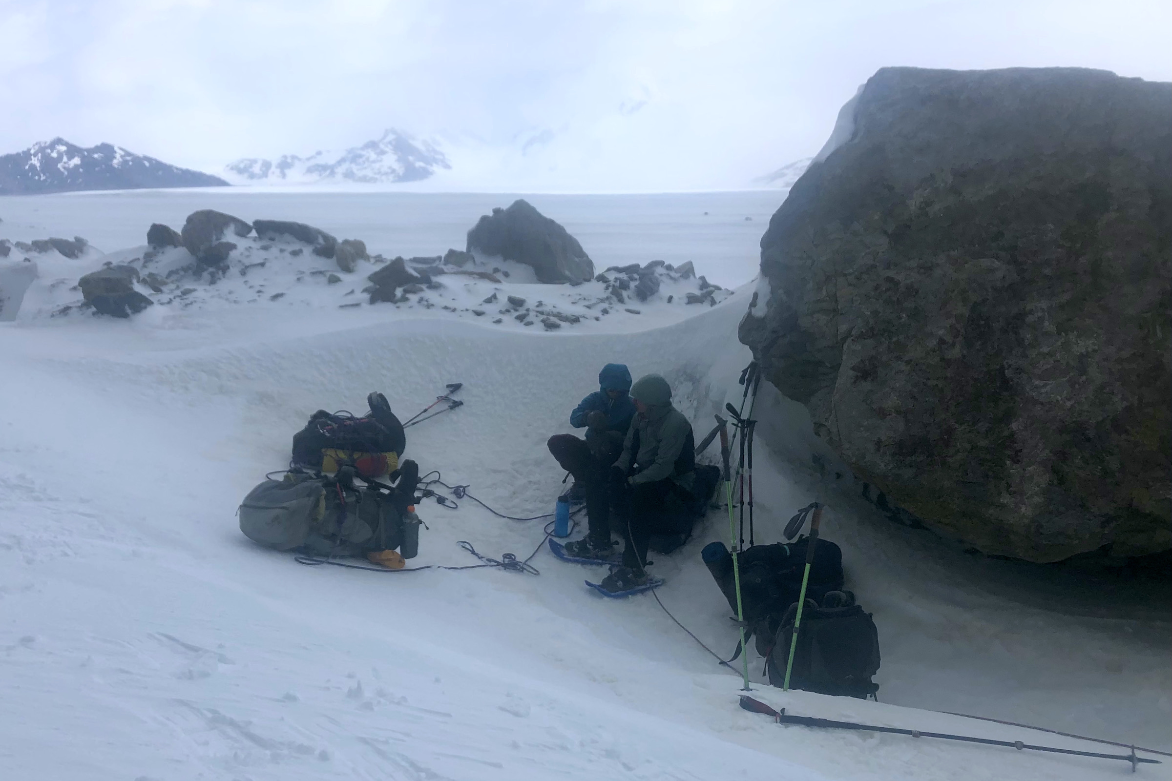 Sheltering from bad weather on the South Patagonian Ice Field Expedition