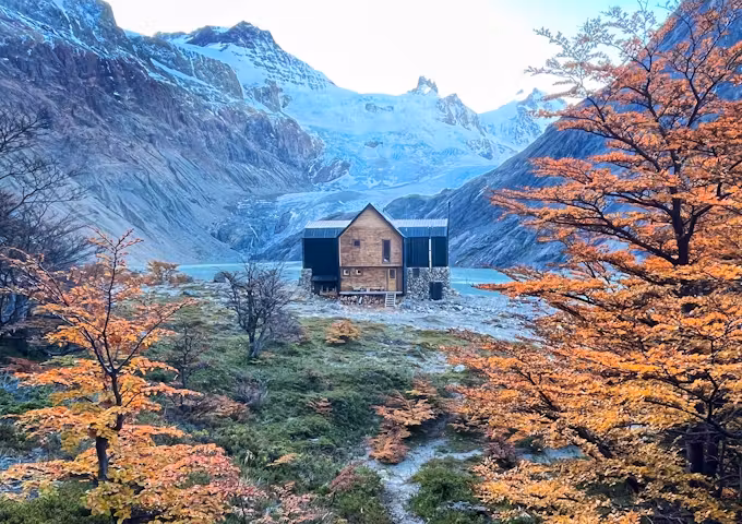 Hut at Puesto Cagliero in Huemules Reserve day hike from El Chaltén