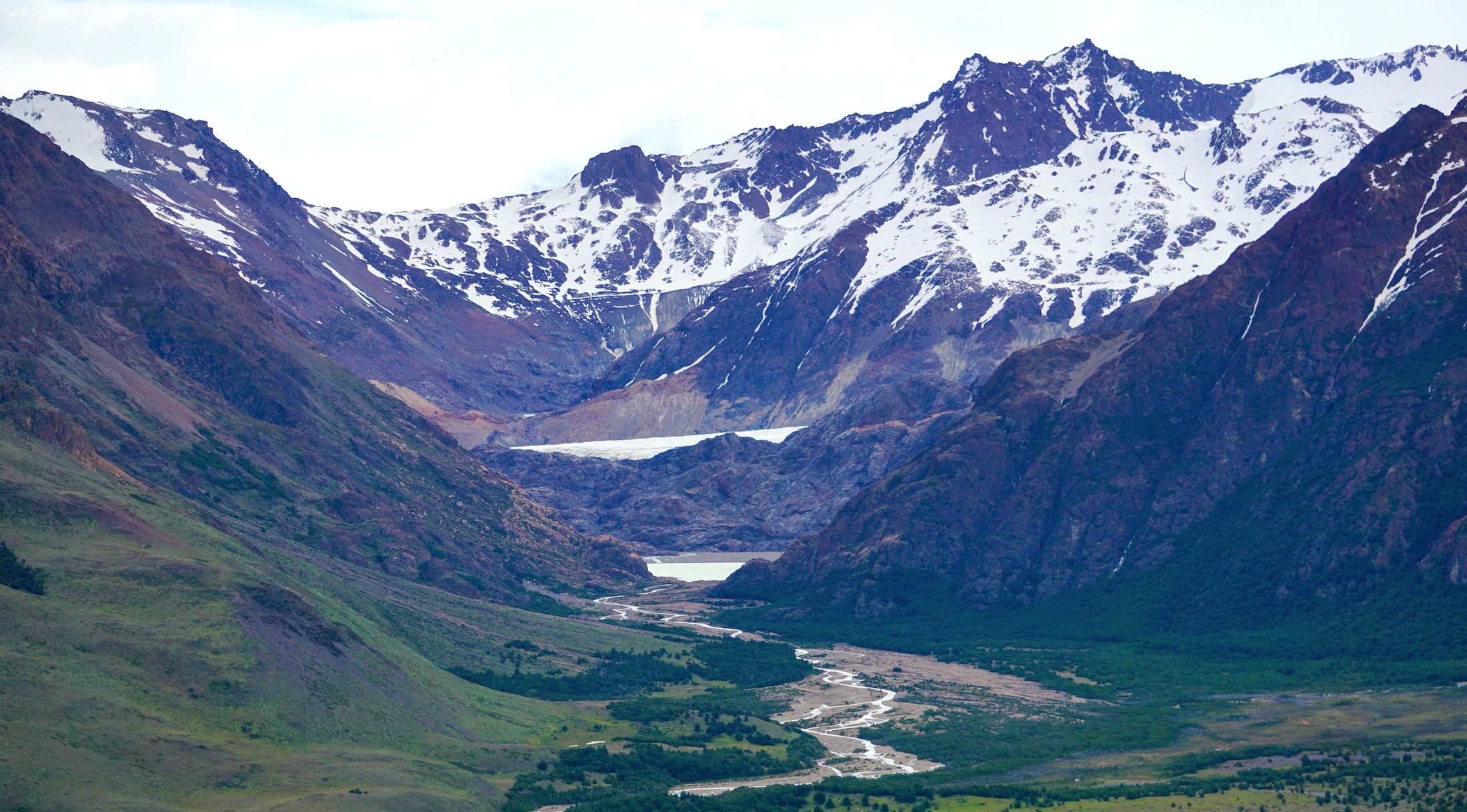 Tunel river valley on day 1 of the Huemul Circuit trek in Los Glaciares