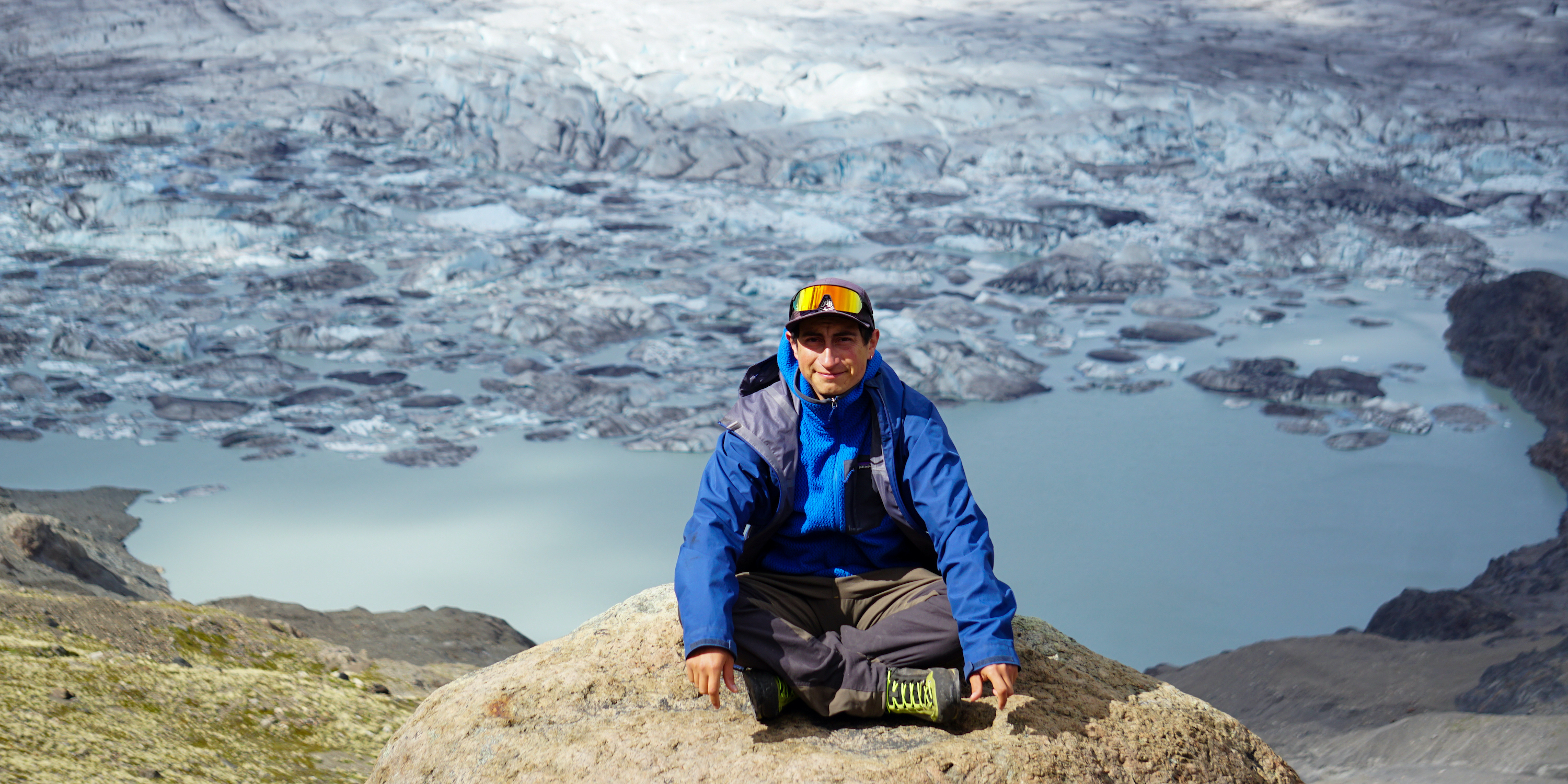 At Viedma Glacier on the Huemul Circuit trek