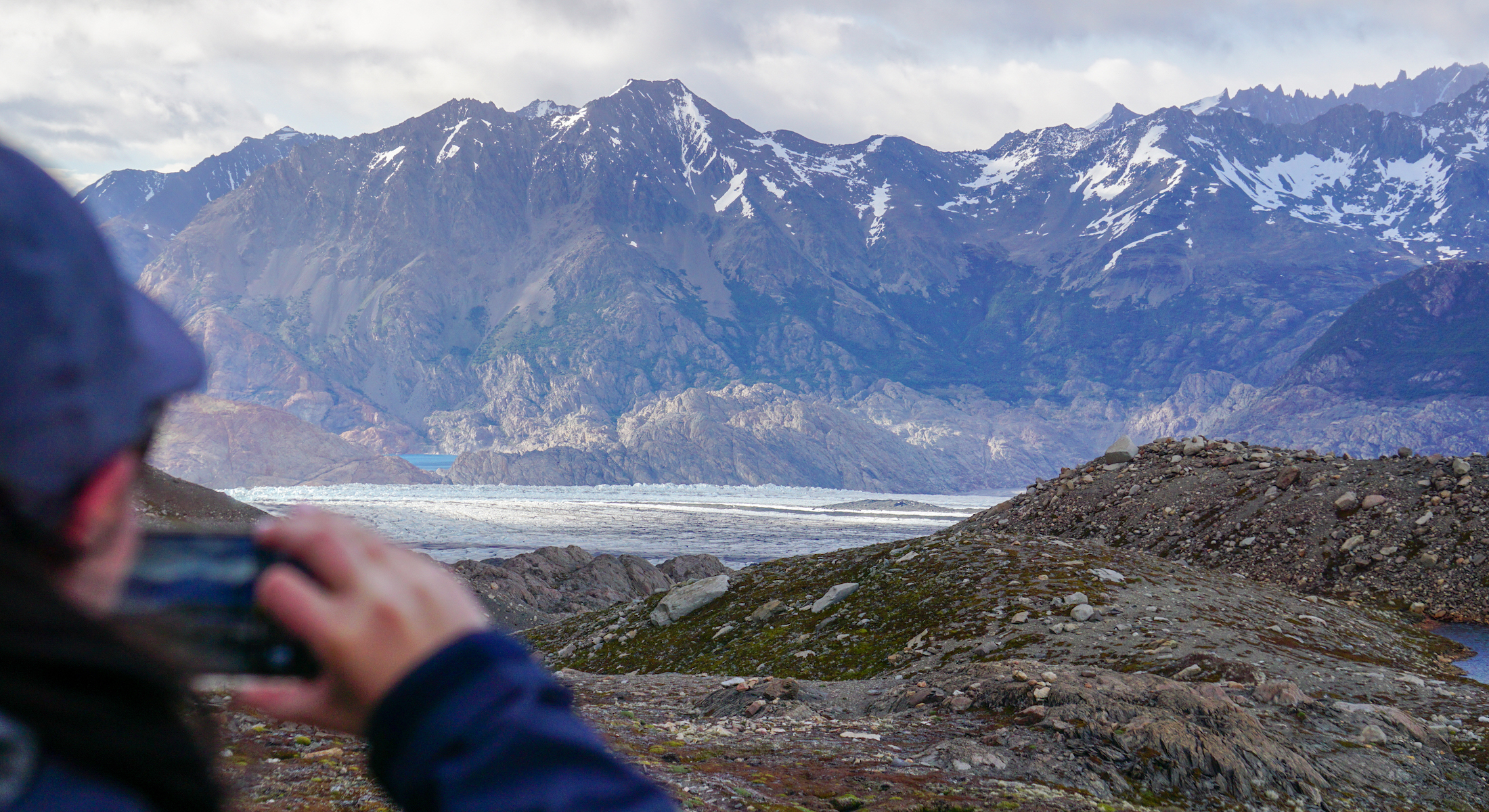 View of Viedma glacier on day 3 of the Huemul Circuit trek in Los Glaciares