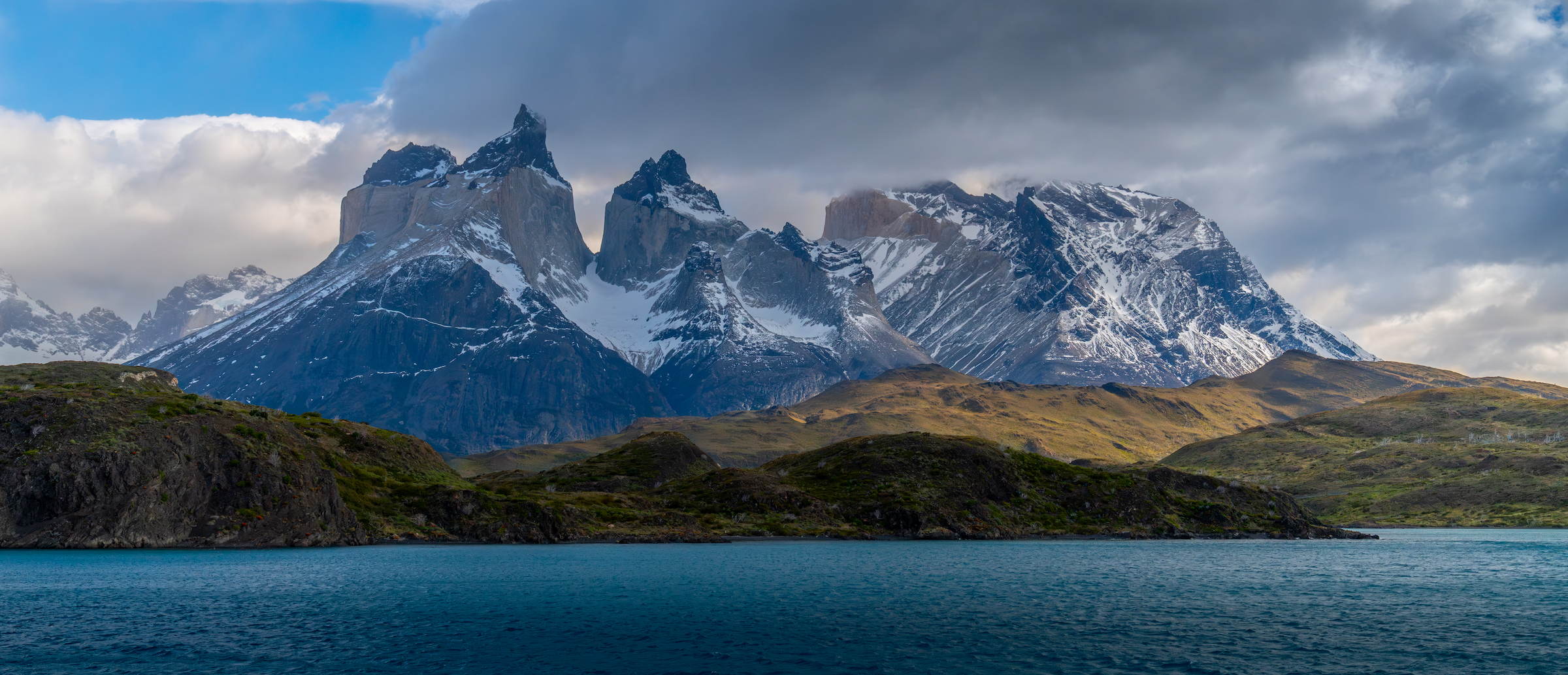 Torres Del Paine wide panorama from Lake Pehoe