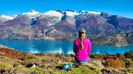 Sarah looking at the Northern Ice Field in Aysen