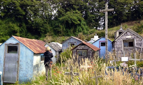 Cemetery on Chelin island, Chiloé, Chile
