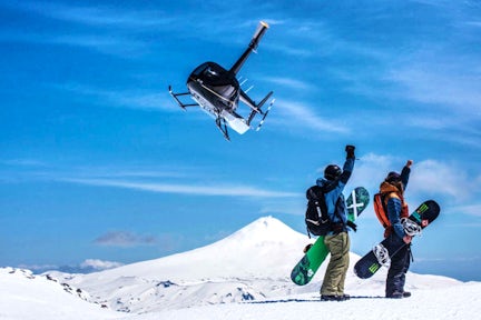 Heli-skiing at Quetrupillan Volcano, Patagonia, Chile