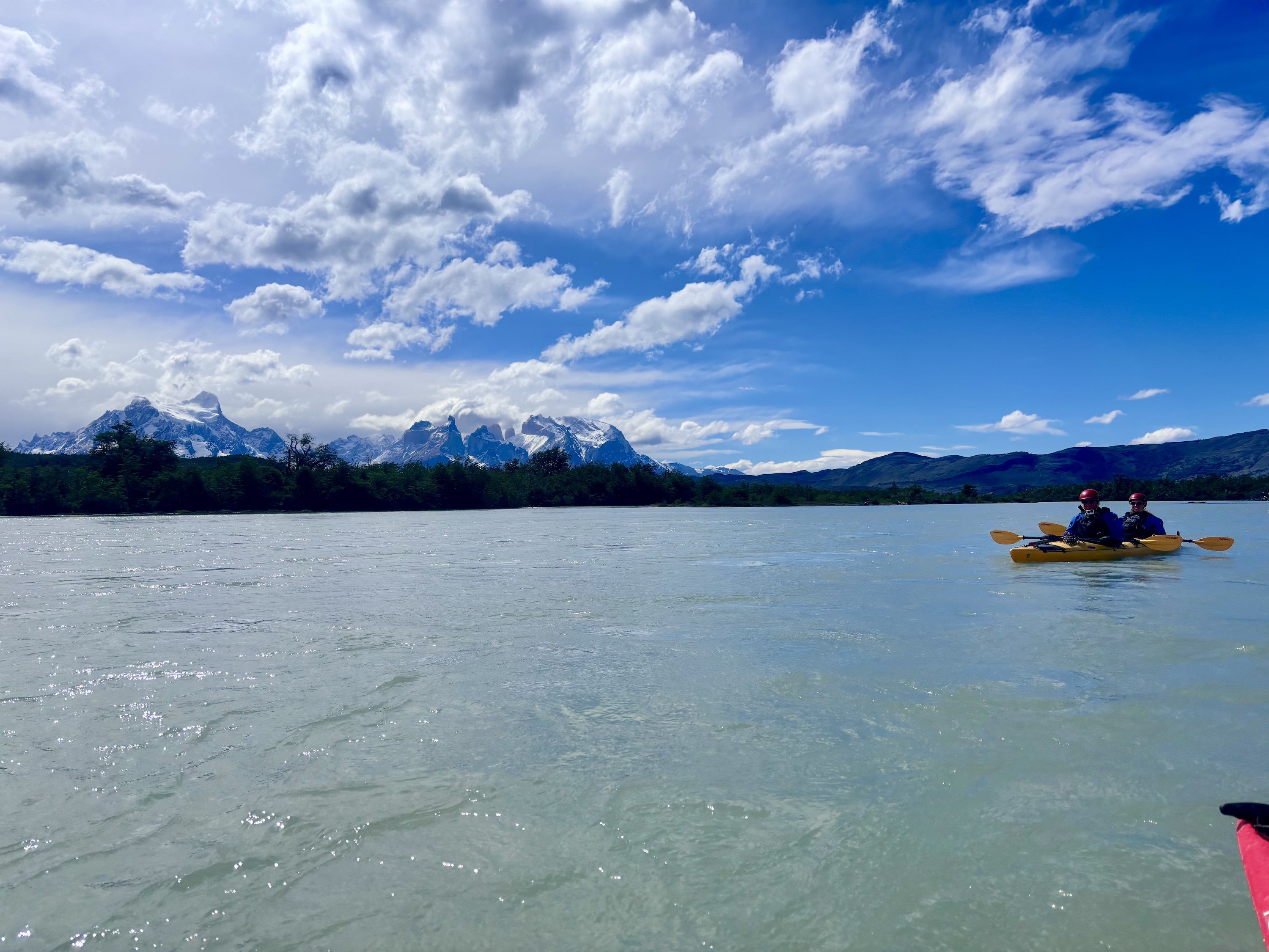 Imy on the Kayak en Patagonia trip